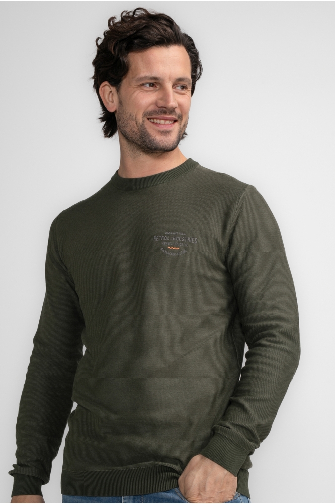 KNITWEAR ROUND NECK BASIC M 3040 KWR233 Army Green