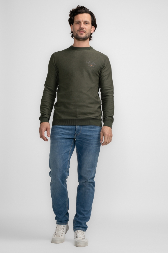 KNITWEAR ROUND NECK BASIC M 3040 KWR233 Army Green