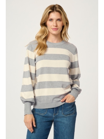 Kaffe Trui KALIZZA STRIPED PULLOVER 10509299 106229 GREY MELANGE/TURTLEDOVE