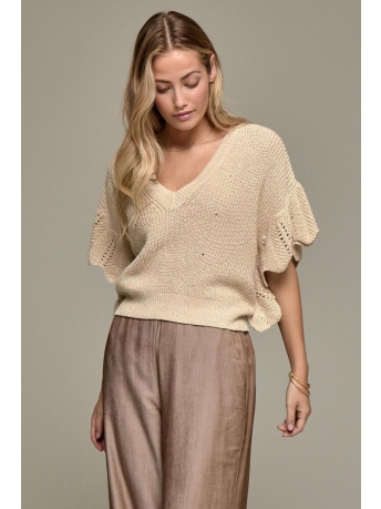 Peppercorn Trui ADELE ROUFFLE KNIT TOP PC7840 2206 FOG SAND