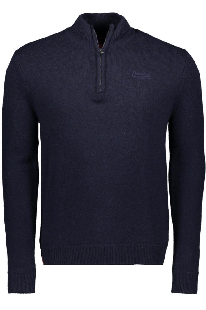 ESSENTIAL EMB KNIT HALF ZIP M6110640A CARBON NAVY MARL