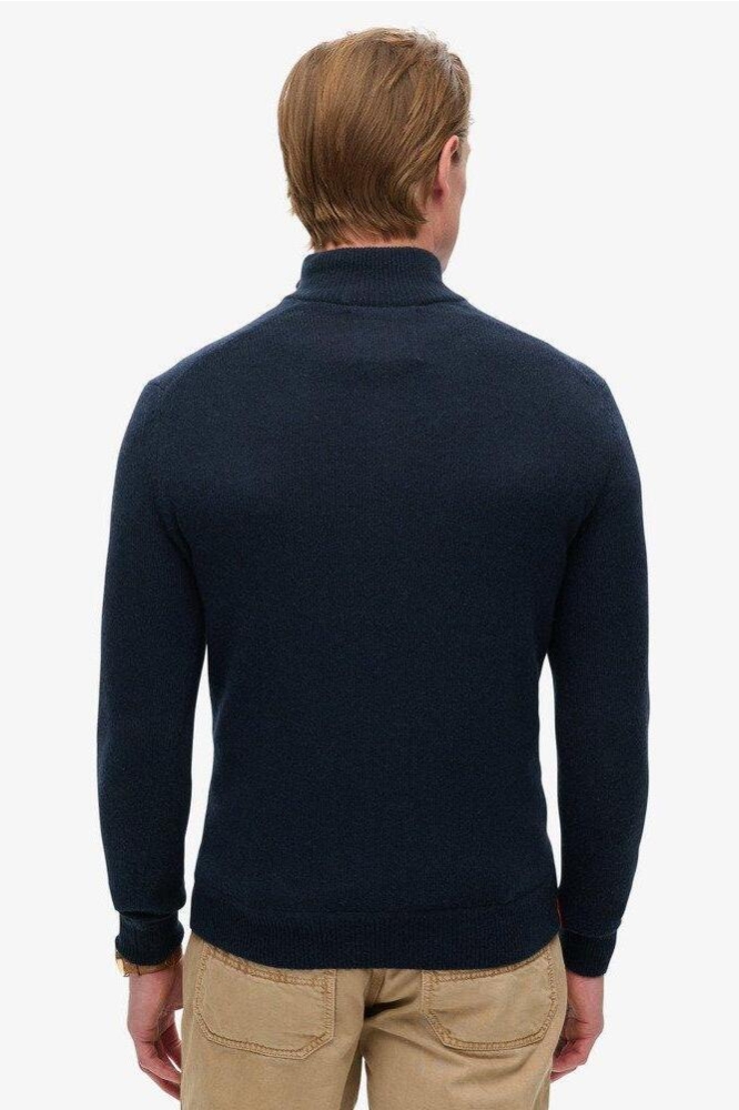 ESSENTIAL EMB KNIT HALF ZIP M6110640A CARBON NAVY MARL