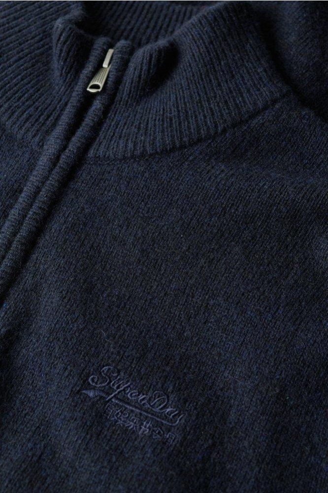 ESSENTIAL EMB KNIT HALF ZIP M6110640A CARBON NAVY MARL