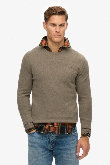 Superdry Trui ESSENTIAL SLIM FIT CREW JUMPER M6110641A LIGHT BROWN MARL