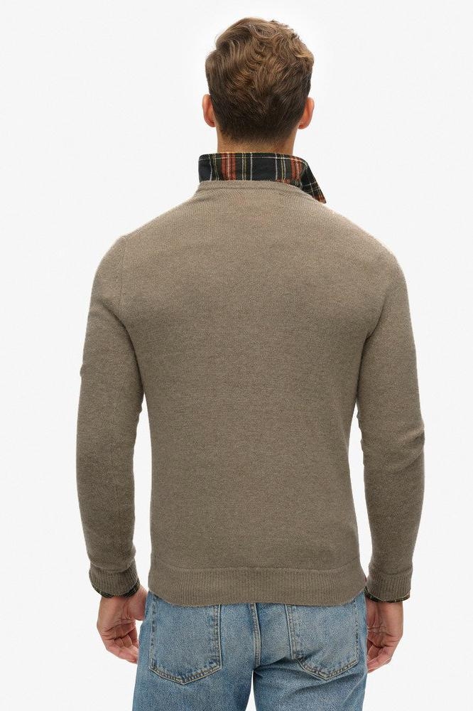 ESSENTIAL SLIM FIT CREW JUMPER M6110641A LIGHT BROWN MARL