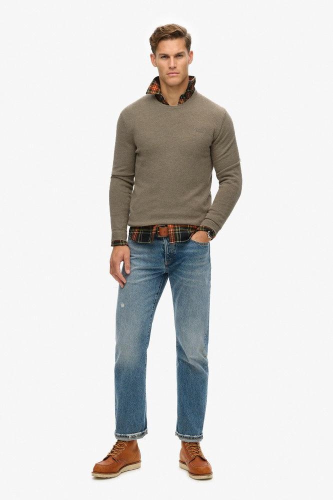 ESSENTIAL SLIM FIT CREW JUMPER M6110641A LIGHT BROWN MARL