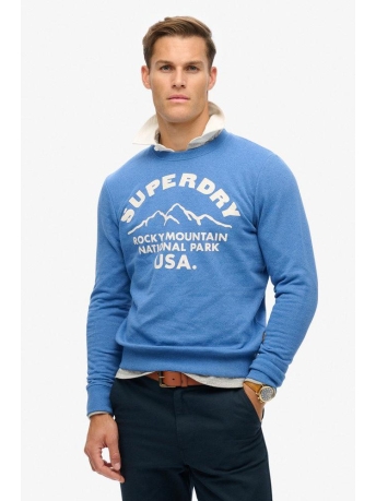 Superdry Trui LO FI OUTDOORS GRAPHIC CREW M2013716A Ocean Blue Marl