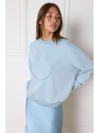 Refined Department Trui FEMME LADIES KNITTED SMILEY SWEATER R2407820460 200 LIGHT BLUE