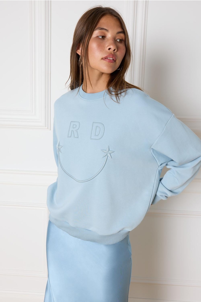 FEMME LADIES KNITTED SMILEY SWEATER R2407820460 200 LIGHT BLUE