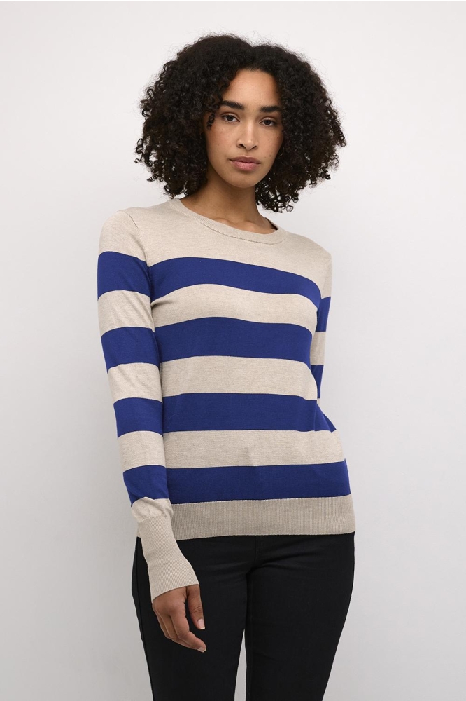 KALIZZA STRIPED KNIT PULLOVER 10509065 106356 BLUE/FEATHER GRAY