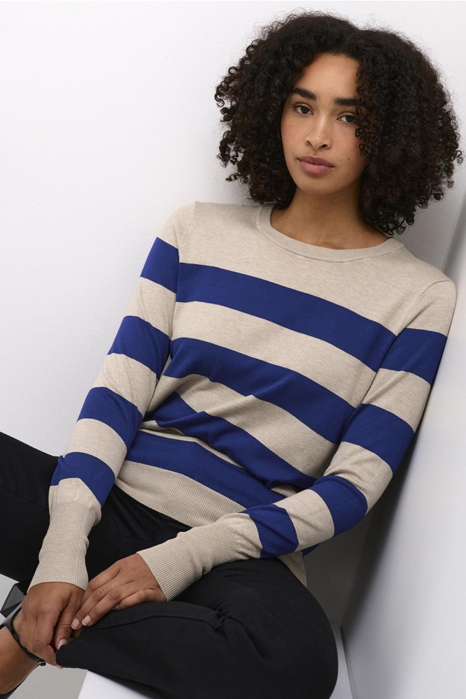 KALIZZA STRIPED KNIT PULLOVER 10509065 106356 BLUE/FEATHER GRAY