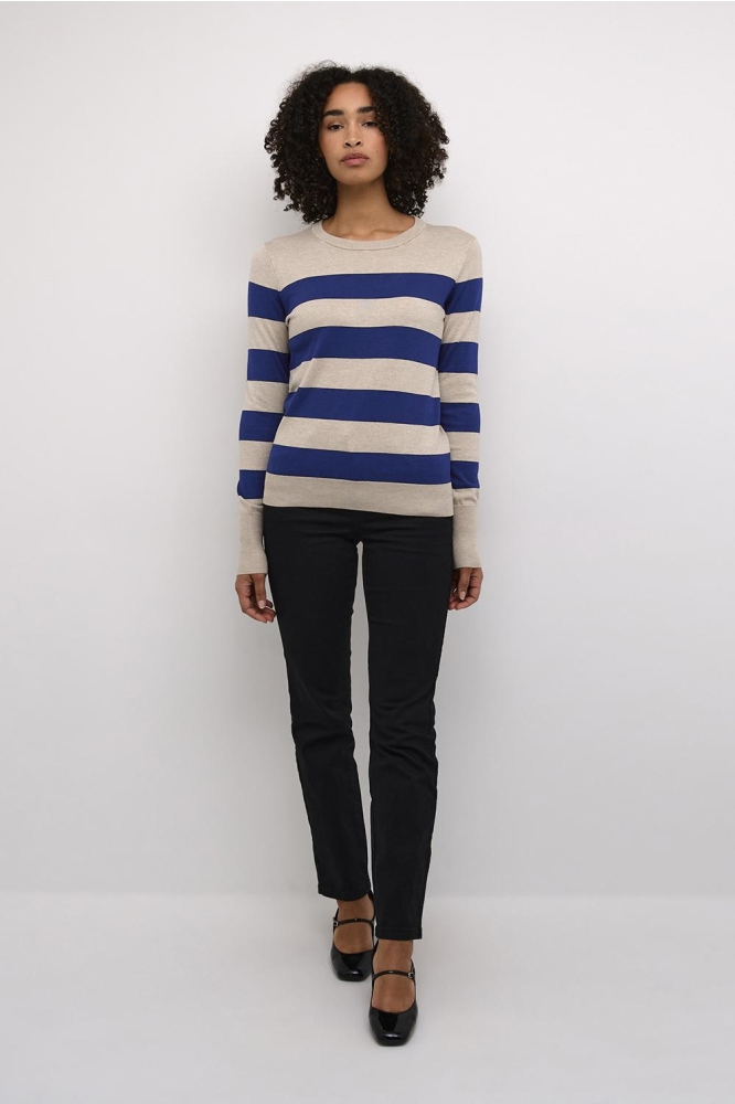 KALIZZA STRIPED KNIT PULLOVER 10509065 106356 BLUE/FEATHER GRAY