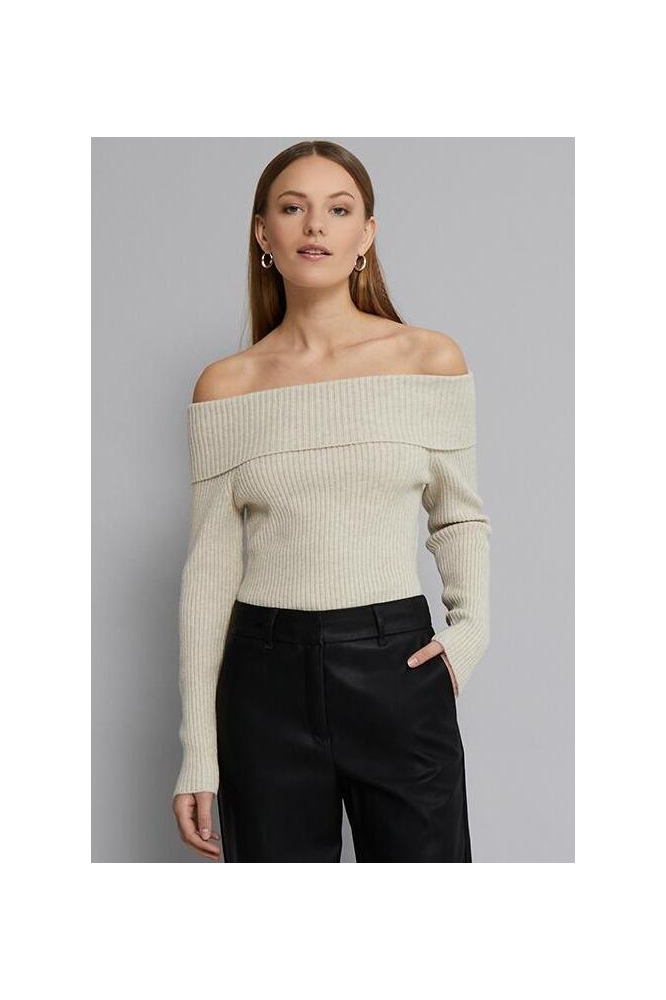 FAME OFF SHOULDER KNIT P MI6314 9015 SAND GRAY