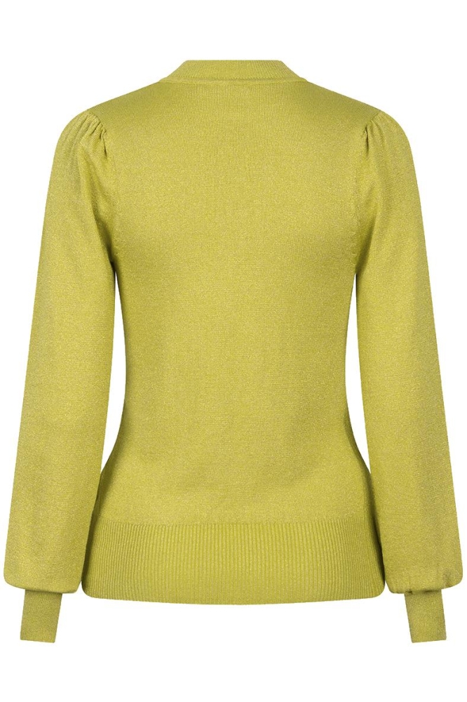 SWEATER MIX RIB V DETAIL LUREX F24 31501 307 MATCHA GREEN