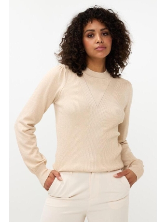 EsQualo Trui SWEATER MIX RIB V DETAIL LUREX F24 31501 168 LIGHT SAND