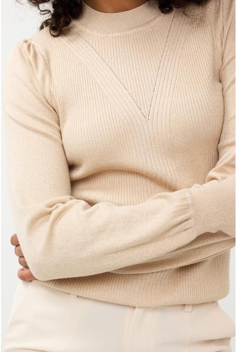 EsQualo sweater mix rib v detail lurex