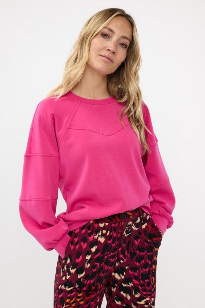 SWEATER V SEAMS MODAL F24 05510 521 CERISE PINK