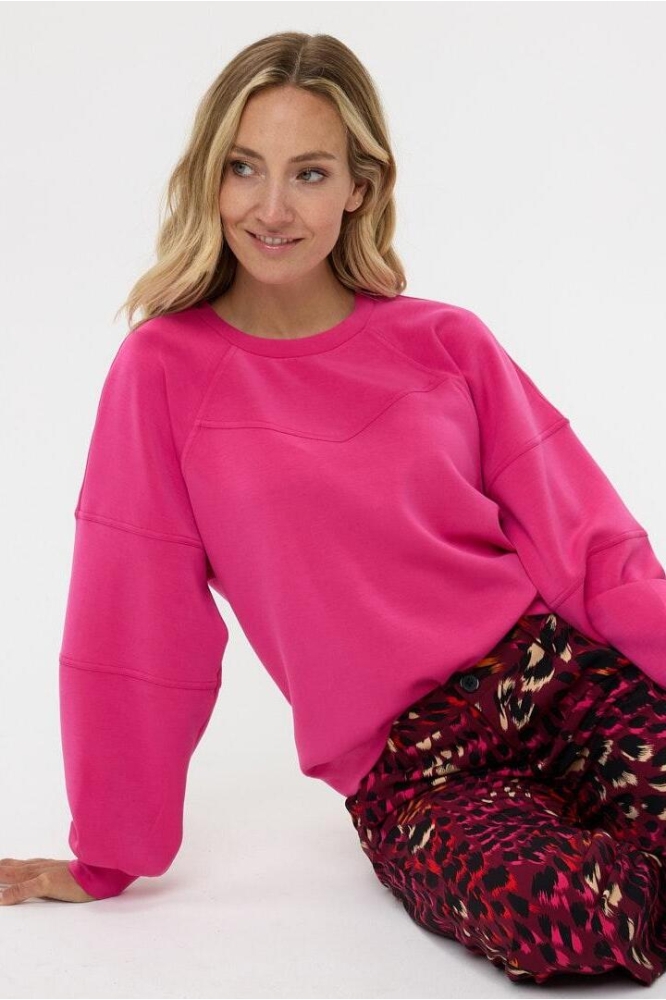 SWEATER V SEAMS MODAL F24 05510 521 CERISE PINK