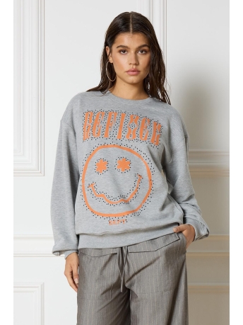 Refined Department Trui KNITTED SMILEY SWEATER R2408821516 960 GREY MELANGE