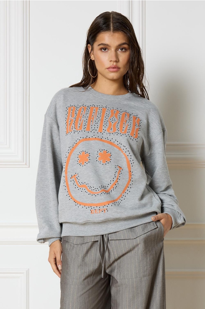 KNITTED SMILEY SWEATER R2408821516 960 GREY MELANGE