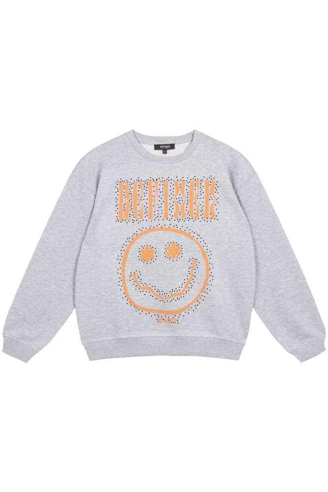 KNITTED SMILEY SWEATER R2408821516 960 GREY MELANGE