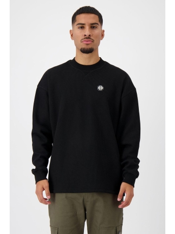 Black Bananas Trui MONOGRAM WAFFLE CREWNECK 1 224 2 05 BLACK