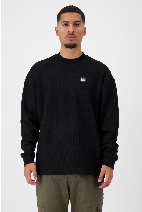 Black Bananas monogram waffle crewneck