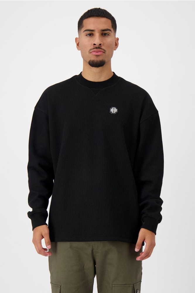 MONOGRAM WAFFLE CREWNECK 1 224 2 05 BLACK