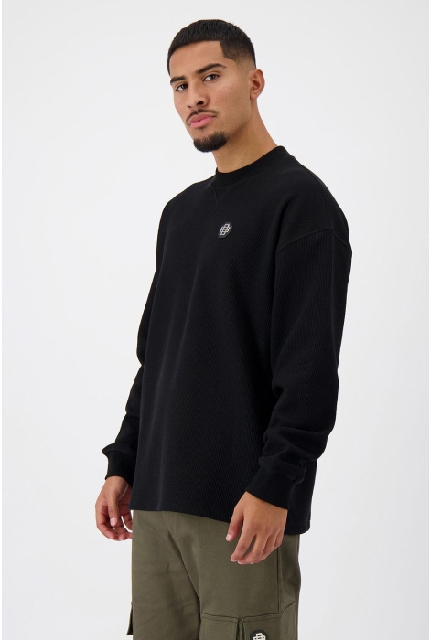 Black Bananas monogram waffle crewneck