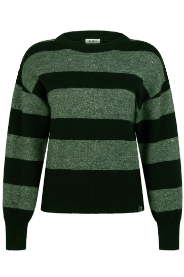 Zoso Trui HELENE KNITTED STRIPE SWEATER 244 1160 ARMY/BLACK