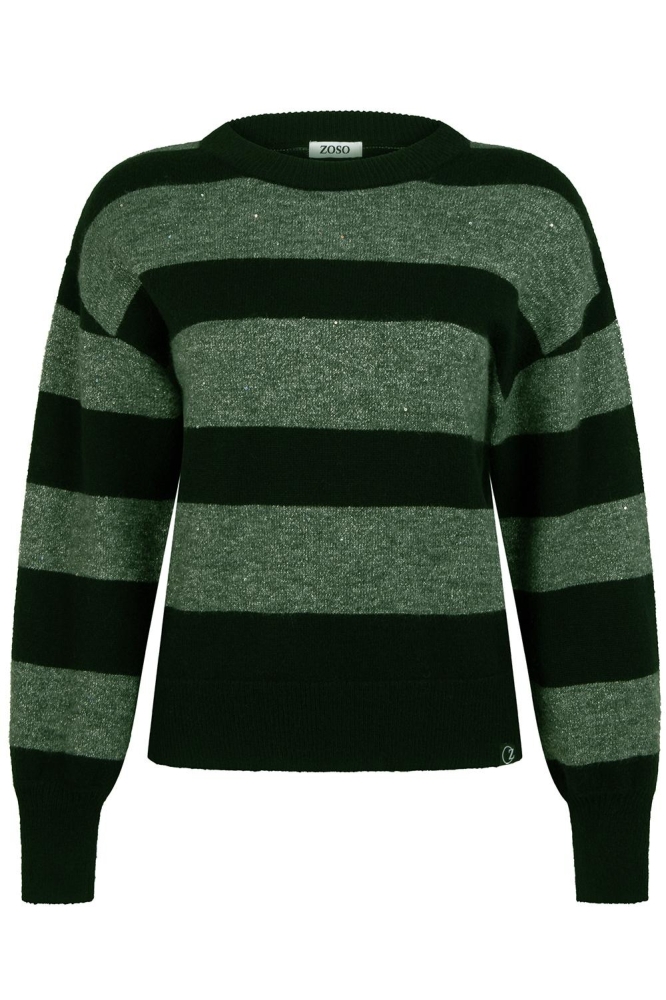 HELENE KNITTED STRIPE SWEATER 244 1160 ARMY/BLACK