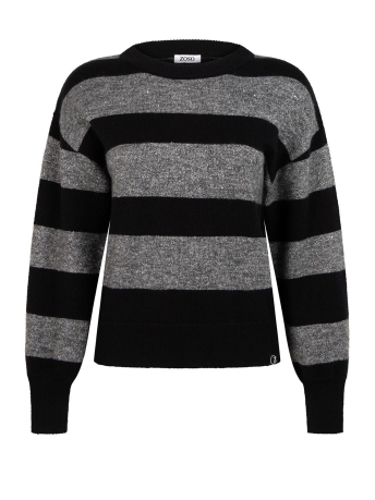 Zoso Trui HELENE KNITTED STRIPE SWEATER 244 0041 BLACK/GREY