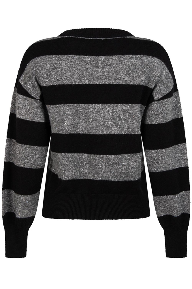 HELENE KNITTED STRIPE SWEATER 244 0041 BLACK/GREY