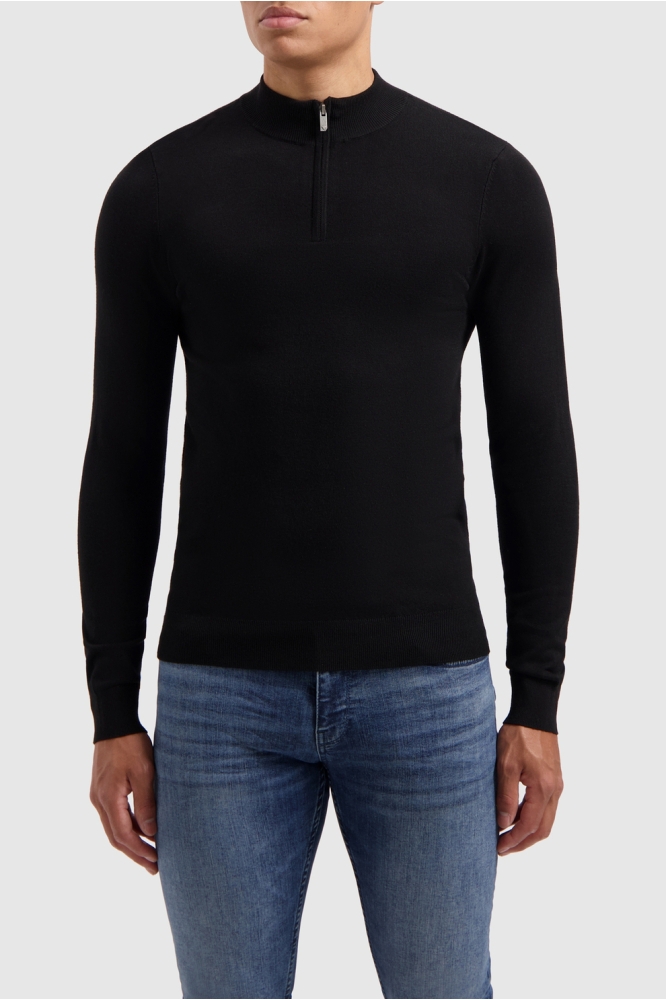 REGULAR FIT KNITWEAR HALFZIP LS 10815 BLACK