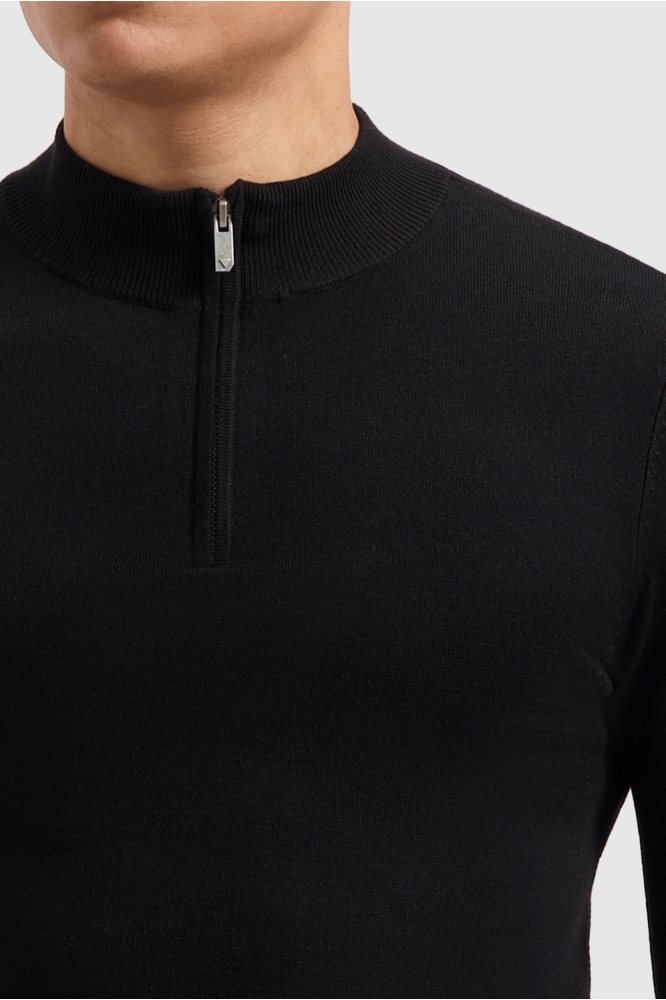 REGULAR FIT KNITWEAR HALFZIP LS 10815 BLACK