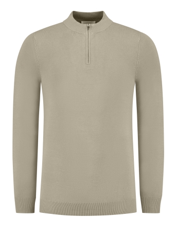 Pure Path Trui REGULAR FIT KNITWEAR HALFZIP LS 10815 53 TAUPE