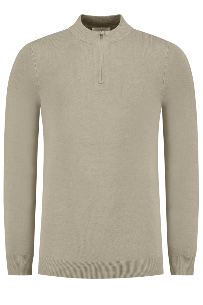 REGULAR FIT KNITWEAR HALFZIP LS 10815 53 TAUPE