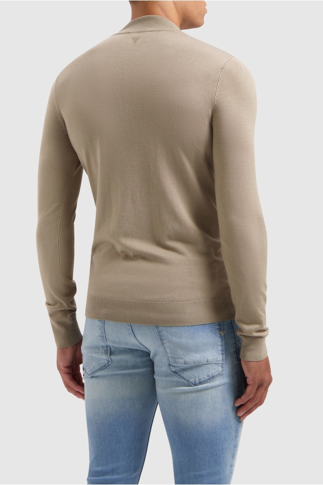 REGULAR FIT KNITWEAR HALFZIP LS 10815 53 TAUPE