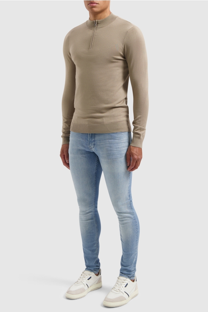 REGULAR FIT KNITWEAR HALFZIP LS 10815 53 TAUPE