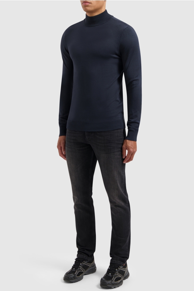 REGULAR FIT KNITWEAR MOCKNECK LS 10814 07 NAVY