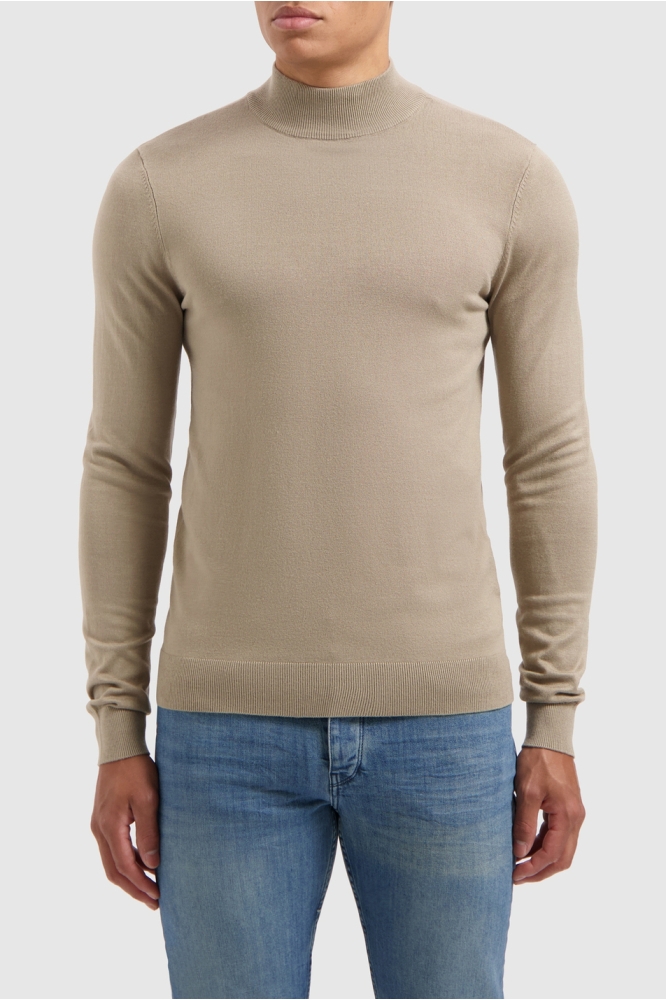 REGULAR FIT KNITWEAR MOCKNECK LS 10814 53 TAUPE