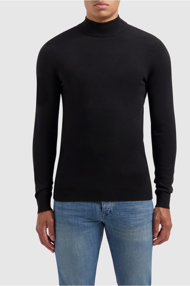 REGULAR FIT KNITWEAR MOCKNECK LS 10814 02 BLACK