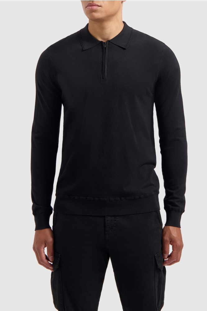 REGULAR FIT KNITWEAR POLO LS 24030806 02 BLACK