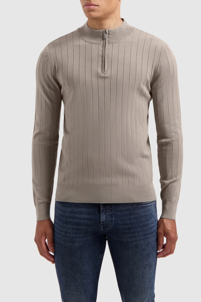 REGULAR FIT KNITWEAR HALFZIP LS 24030804 53 TAUPE