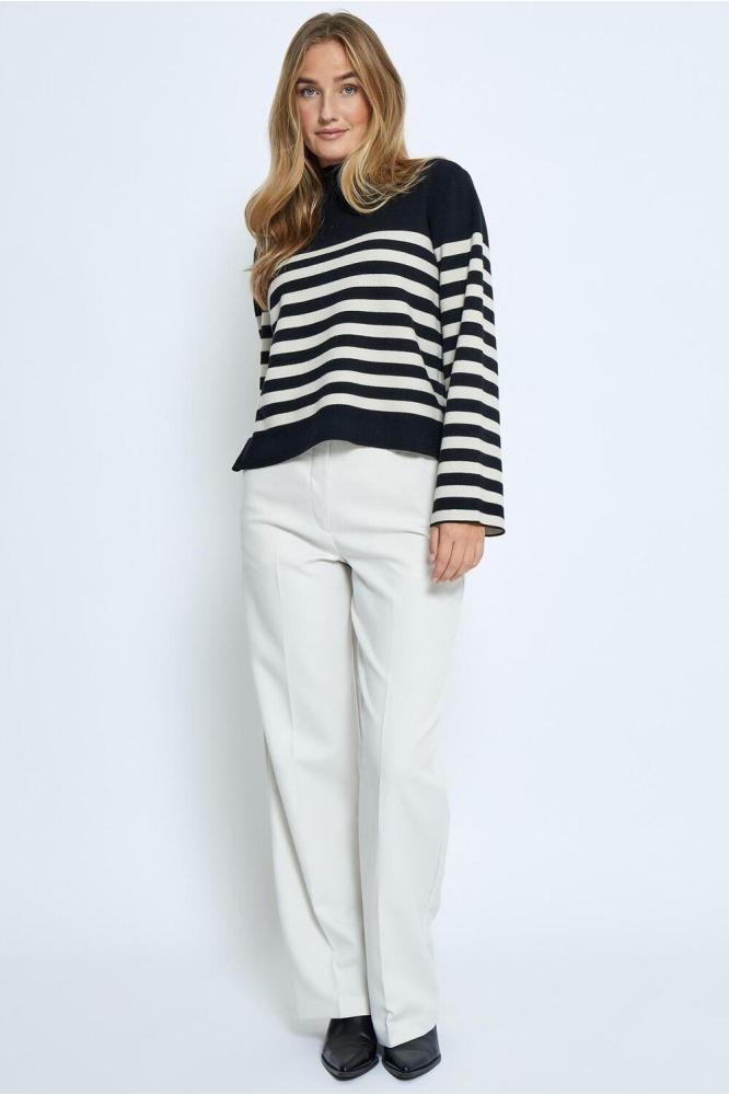 LUPI STRIPE KNIT PULLOVER MI6297 100S BLACK STRIPED