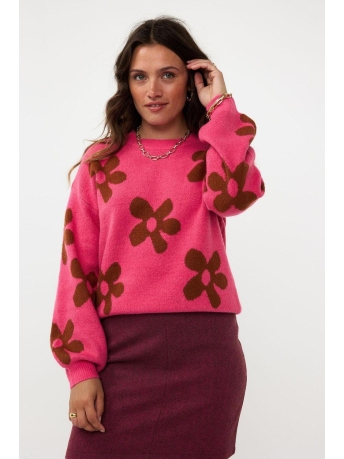 Ydence Trui KNITTED SWEATER DAISIE FC2411 10134 PINK/CAMEL