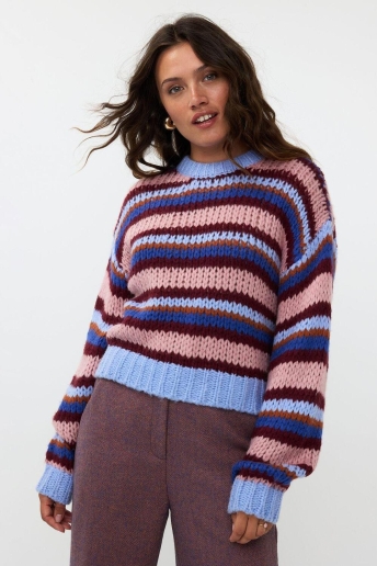 Ydence Trui KNITTED SWEATER MEGGIE FC2425 10201 BLUE/BURGUNDY/CAMEL/SOFT PINK