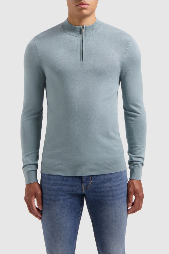 REGULAR FIT KNITWEAR HALFZIP LS 24030803 93 BLUE GREY