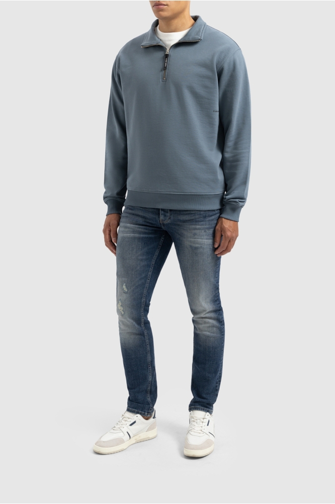 LOOSE FIT SWEATERS HALFZIP LS 24030319 35 BLUE