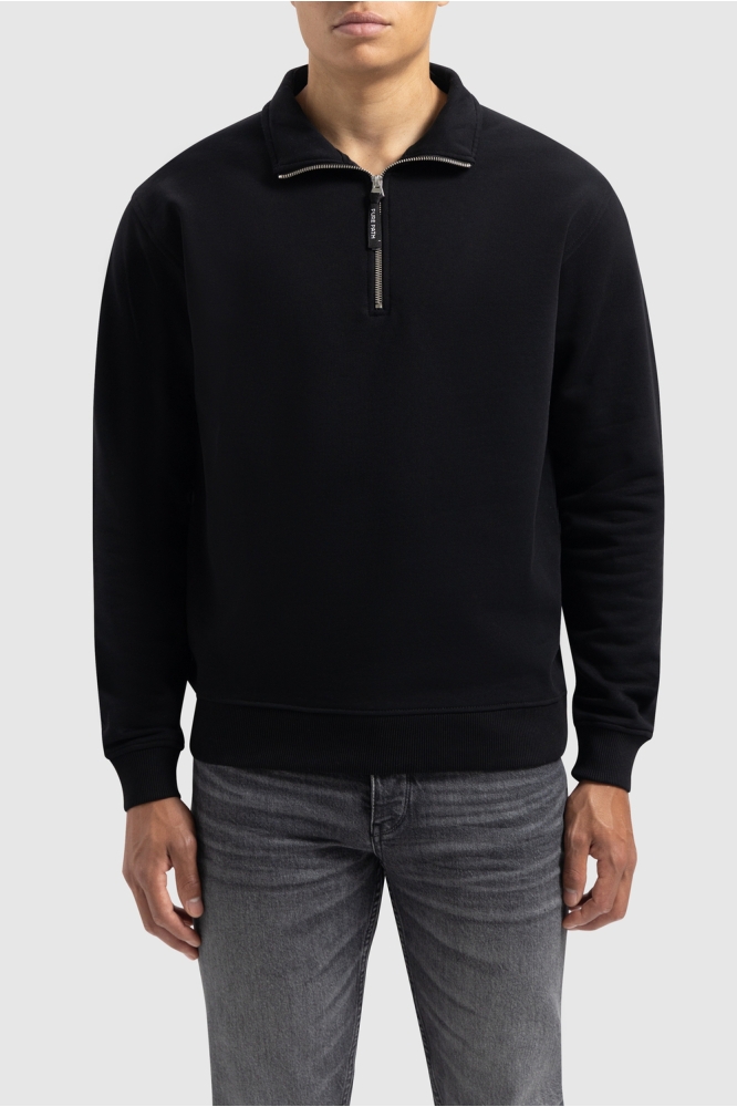 LOOSE FIT SWEATERS HALFZIP LS 24030319 02 BLACK